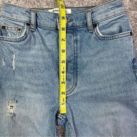 Reformation Serena Jeans Women’s 23 Blue High Rise Skinny Button Fly Ripped - Picture 13 of 15